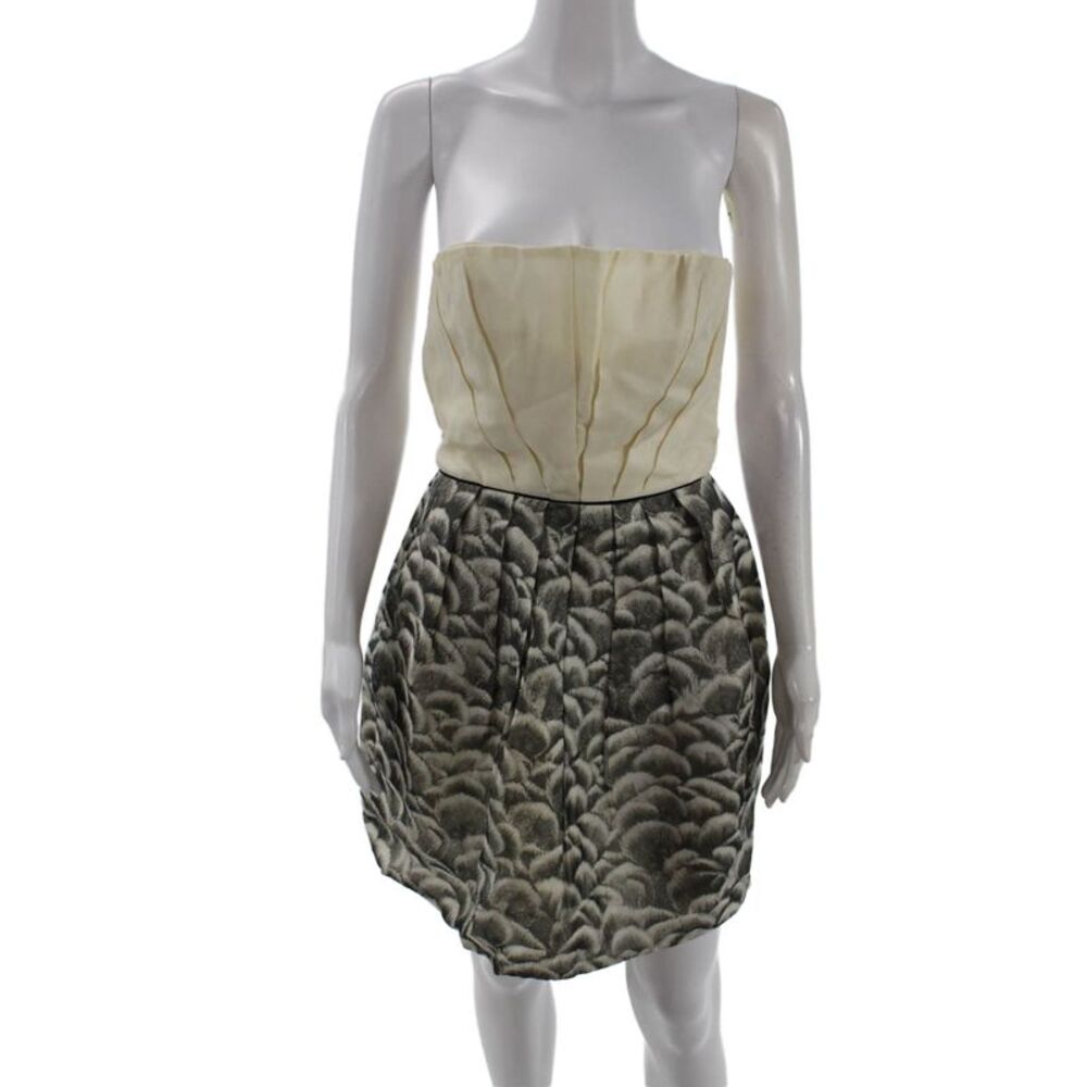 Stella McCartney Women Mini Dress Beige Silk Hook Eye Sleeveless Size 42